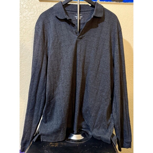 Van Heusen Other - Van Heusen polo shirt adult extra large men's long sleeve 3 button grid pattern